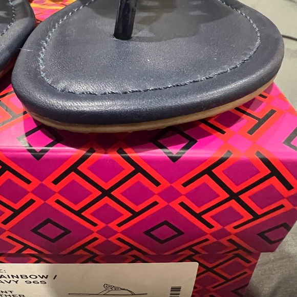 Tory Burch Miller Patent Leather sandal. Bright Rainbow/Royal Navy. Size US 7. - Picture 3 of 7